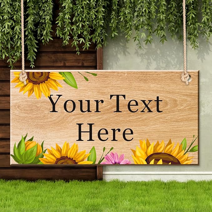 EDSG Personalized Signs Wooden Welcome Sign Custom Door Sign Personalized Plaque Yard Signs Garden Signs for Outside Hanging Wall Sign Home Decor(Design 2)