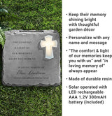 Let's Make Memories Personalized Memorial Garden Stone - Engraved Sympathy Garden Marker - Condolences - Solar Cross - Comfort and Light