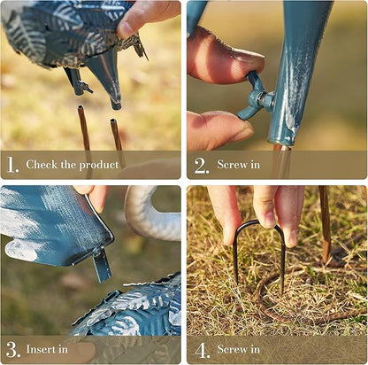 TERESA'S COLLECTIONS Yard Decorations Outdoor Garden Statues, Blue Metal Crane Yard Art, 25-26" Lawn Ornaments for Backyard,Outside Porch,Patio,Heron Decoy Bird Garden Decor,Set of 2,Gifts for Mom