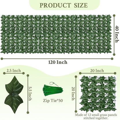 ODTORY Artificial Ivy Privacy Fence Wall Screen,40X120 in UV-Anti Faux Greenery Backdrop Ivy Vine Leaf Hedges Fence Panels for Patio, Balcony, Garden, Backyard Indoor Outdoor Green Wall Decor