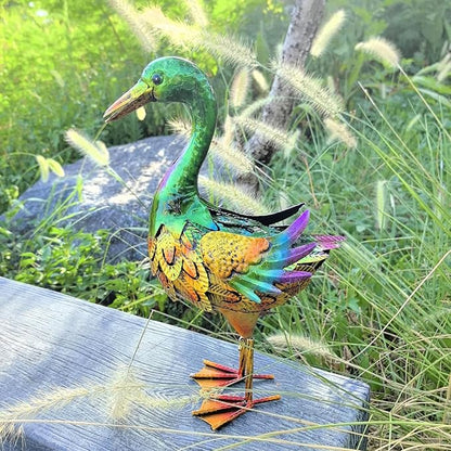 Duck Statue Metal Mallard Duck Sculpture Garden Decoration Metal Yard Art for Patio Lawn Backyard Outdoor Decoration