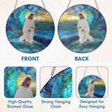 FLAGWIX Christmas Christian Gifts for Women Faith - Stained Glass Window Hanging 10 in - Catholic Religious Gifts for Women, Christian Sun Catchers Indoor for Home Garden Decor, Christmas Decorations