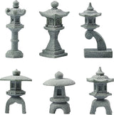 Miniature Japanese Lantern Pagoda Figurines Asian Decor Fish Tank Aquarium Ornament Fairy Garden Accessories Zen Terrarium Bonsai Decorations (6 Small Sandstone)