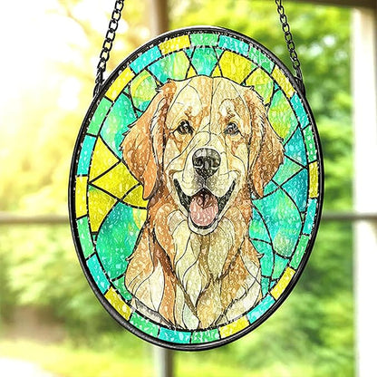 Custom Pet Stained Glass Suncatcher Dogs Ornament Remembrance Gifts for Pets Lovers, Personalized Pets Memorial Gifts for Dogs Window Hanging, Pet Memorial Gift, Custom Photo Gift for Loss of Dog