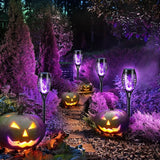 Toodour Solar Torch Flame Lights, 6 Pack Solar Lights Outdoor with Flickering Flame, Waterproof Solar Pathway Lights Landscape Decoration Lighting for Garden, Lawn, Yard, Outdoor Decor - Purple