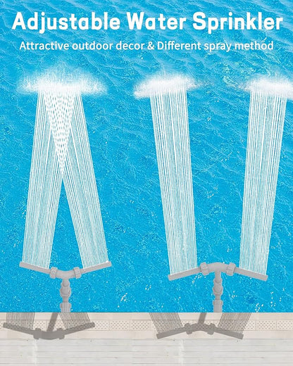 Swimming-Pool Waterfall-Fountain Water Fun Sprinkler - Dual Sprayer Multiple Spray Method, Pool Decoration Cascade Fountain for Above & In-ground Pools, Practical Pool Aerator Water Cooler Circulation