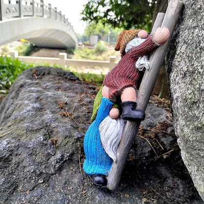 Climbing Ladder Gnomes Tree Faces Decor for Yard Cute Gnome Garden Statue Art Resin Dwarf Sculpture Outdoor Decoration Ornaments
