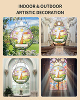 Christian Stained Glass Window Hanging Sun Catcher, Religious Faith for Mom or Grandma, Church Window Decor