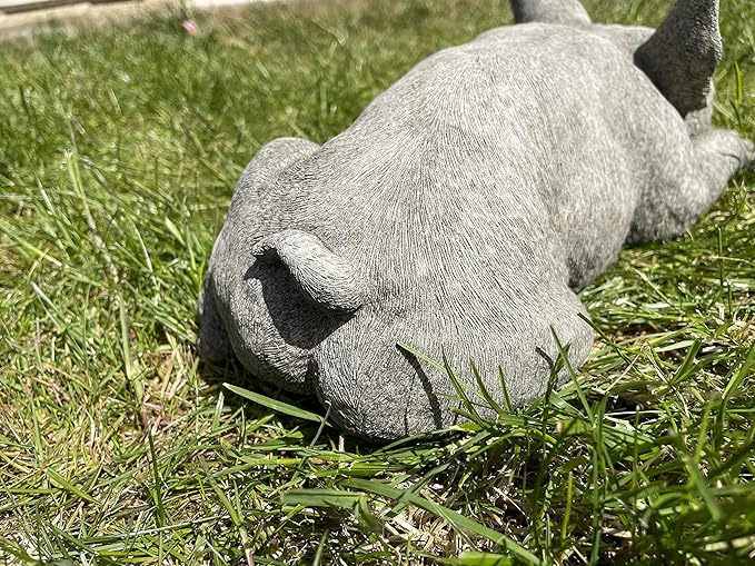 French Bulldog Stone Garden Statue | Reconstituted Outdoor Puppy Dog Lawn Ornament - Made in UK
