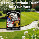 250 Anniversary America Garden Flag, 250th Anniversary USA Patriotic Double-Sided Banner, Double-Sided Burlap, 1776-2026 Semiquincentennial Commemorative, Suitable for Outdoor Lawn Decor (A2-S-12x18 Inch)