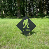 2025 Funny Bigfoot Garden Stake Metal Sign Art Yard Animal Decoration, Various Metal Sasquatch Black Big Foot Sculpture Outdoor Silhouette Statues for Garden Yard Patio Lawn (Crossing Sasquatch)
