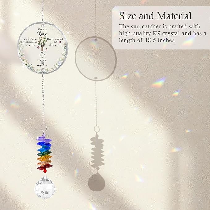 Glass Ornament Suncatcher - Sympathy Gift for Loss of Loved One - Grief Gifts - Heaven Keepsake - Mother's Day for Mom Dad Sisters Brothers - Hanging Home Garden Decor