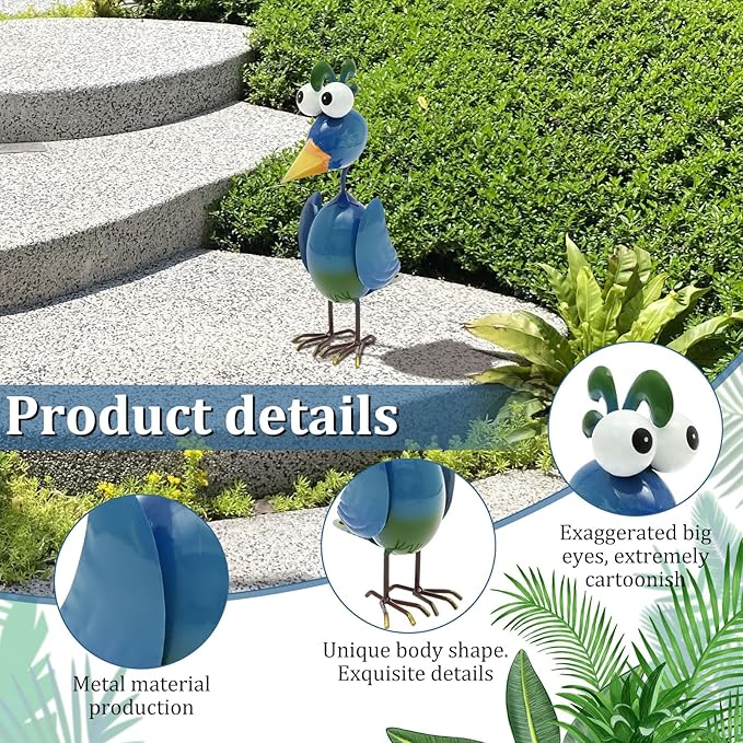 Metal Decor Yard Art, Cute Outside Garden Decoration for Home, Rust Resistant Weatherproof Outdoor Garden Statues for Patio, Lawn, Multi Scene Ornamentation (Blove)