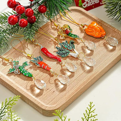 H&D HYALINE & DORA 6Pcs Xmas Suncatcher Personalized Vegetable Crystal Sun Catcher Cute Vegetable Christmas Decor Custom Hanging Ornaments for Family Best Friend