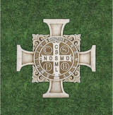 Avalon Gallery Saint Benedict Stepping Stone Cross, Stone Resin Garden Décor, 11" Square