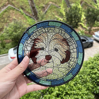 Custom Dog Portrait Picture Steel Glass Suncatcher, Personalized Pet Memorial Gifts for Dogs Window Hanging, Pet Memorial Gift, Custom Fur Photo for Lover Gift, in Memory of Dog Passing Away Gifts