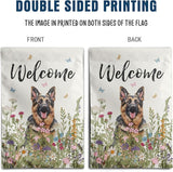 Spring Summer Garden Flag Floral German Shepherd Yard Flag Flower Dog Garden Flags for Outside Small Outdoor Welcome Flags 12x18 Double Sided