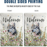 Floral Husky Terrier Garden Flag Spring Summer House Flags 28 x 40 Double Sided Flower Dog Yard Flags for Outside Large Outdoor Welcome Flags