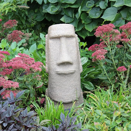 EMSCO Group Easter Island Head Statue – Natural Granite Appearance – Made of Resin – Lightweight – 28” Height