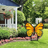 1 Pcs Spring Metal Butterfly Garden Stakes Decor 16.5 Inch Decorative Yellow Butterfly Yard Stake Outdoor Insect Decor Metal Garden Art Ornaments for Patio Porch Lawn Backyard
