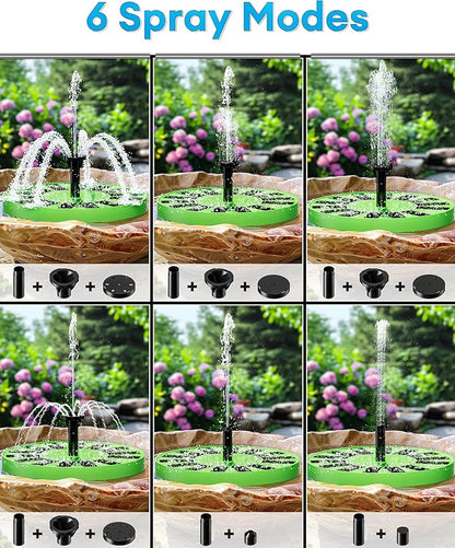 2.5W Solar Bird Bath Fountain – Upgraded Solar Pond Fountain with 6 Nozzles,Solar Fountain for Bird Bath, Pond, Garden Decor (Green)