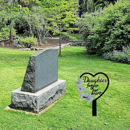 HPMAISON 11 inch Metal Daughter Memorial Stake Grave Decorations for Cemetery Gravesite Sympathy Markers Waterproof Memorial Gifts for Loss of Daughter Tombstones Plaque Outdoors Lawn Yard Decor