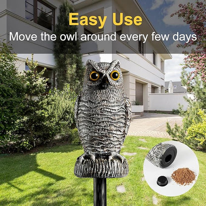 OFFO Owl Statue, Plastic Owls Scarecrow for Halloween Decorations Outdoor Garden, Yard, Pool Decoration, 8.3 in Height, Brown