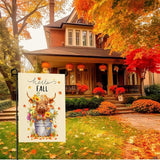 Hello Fall Garden Flag Highland Cow Polyester Yard Flag Double Sided Vertical 12x18 Inch Farmhouse Pumpkin Sunflower Floral Garden Flags Autumn Maple Leaf House Banner for Seasonal Outdoor