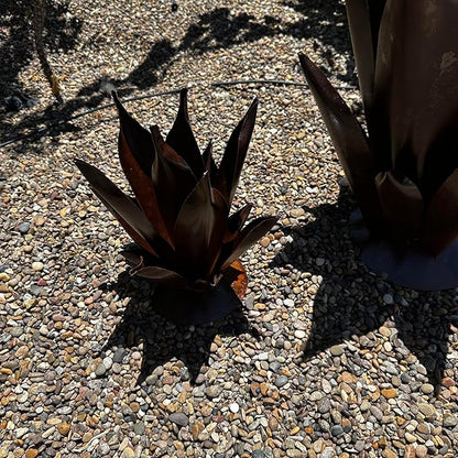 Handmade Rusted Metal Flame Agave Sculpture – Garden Art for Patio or Yard Decor (Small & Large Set)