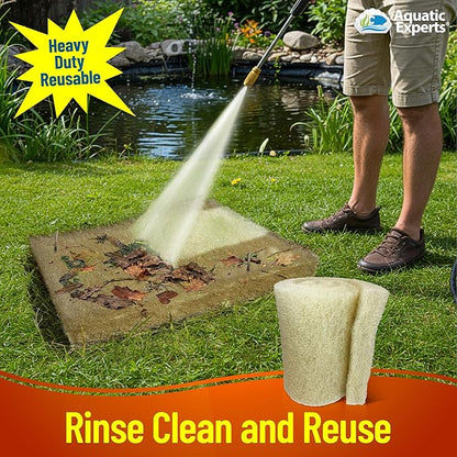 Aquatic Experts Cream COARSE Pond Filter Pad - 2 inch Thick - Bulk Roll Water Garden Filter Pond Media - Made in USA, (12" x 36")