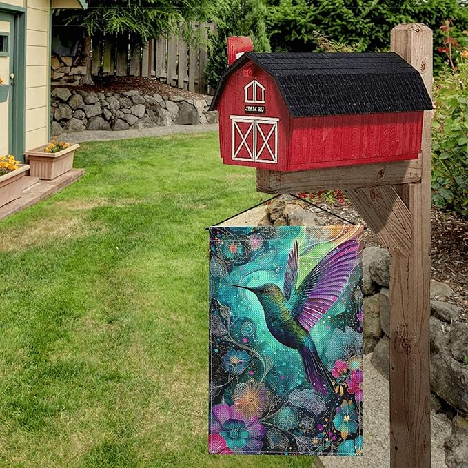 Hummingbird Garden Flag Seasonal Double Sided 12 x 18 Inch Small Yard Flag for Indoor Outdoor Decor Holiday All Seasons