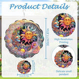 Hanging Wind Spinners Outdoor, 3D Kinetic Metal Wind Spinner with Sun Moon Celestial Boho Design for Garden Yard Decor, Spiritual Gifts for Women Meditation Yoga Lovers