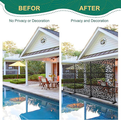 72" H×47" W Metal Privacy Screen Outdoor Privacy Screen Freestanding, Outdoor Privacy Screens and Panels for Patio Lawn Deck(Consists of 3 Panels)