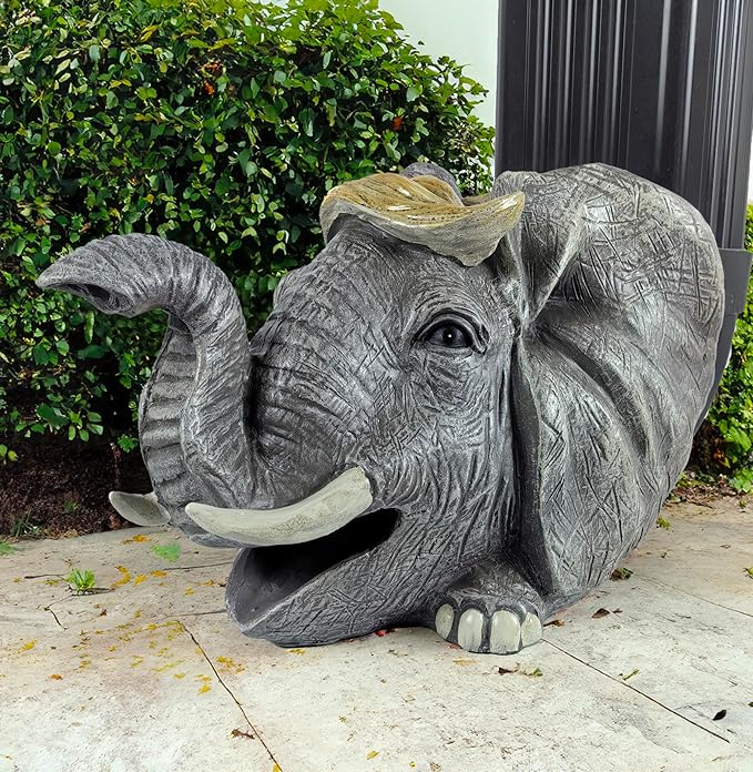 coolboy Elephant Sculpture Gutter Diverter Rain,Deco Gutter Extension Downspout, Eco-Friendly Resin Gutter Extender Diverter,Splash Block, Perfect Rain Gutter Downspout Extension for 3"x4" Downspouts