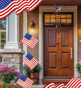CoTa Global Peace and Love USA Flag Wind Chime - Handmade Metal Hanging Decor, Patriotic Garden Ornament with Copper-Tone Wind Chime Tubes, Indoor Outdoor Porch Patio Yard Decoration - 33 Inches