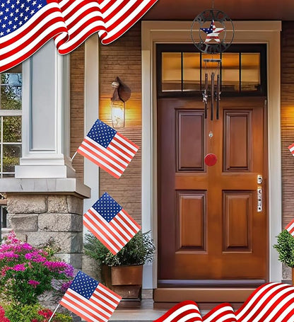 CoTa Global Peace and Love USA Flag Wind Chime - Handmade Metal Hanging Decor, Patriotic Garden Ornament with Copper-Tone Wind Chime Tubes, Indoor Outdoor Porch Patio Yard Decoration - 33 Inches