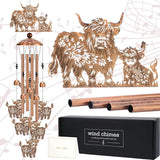 Highland Cow Gifts Windchimes - Metal Animal Wind Chimes for Cows Lover Outside Garden Yard Patio Decor Waterproof Home Indoor Hanging Decoration Christmas Birthday Gift for Mom Grandma Women