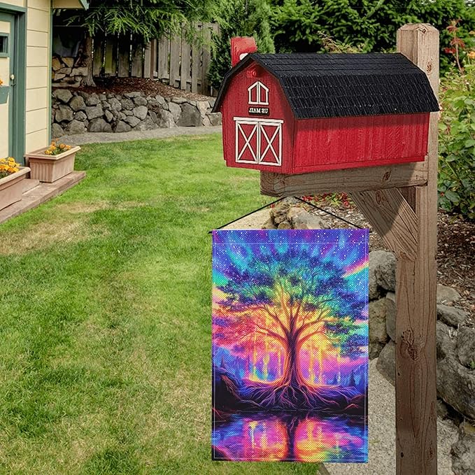 Life Tree Garden Flag Seasonal Double Sided 12 x 18 Inch Small Yard Flag for Indoor Outdoor Decor Holiday All Seasons
