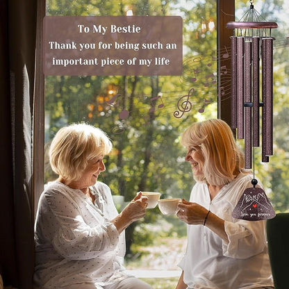 Kubbut Best Friend Birthday Gifts for Women 32" Wind Chimes, Friendship Gifts for Woman/Work Bestie, Soul Sister/Long Distance Friendship Gift for Her，BFF Gift Decoration Female