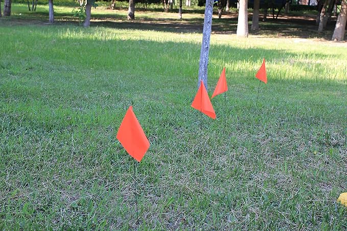 100Pack Green Marking Flags, JIZHGRAD 16x4x5 Inch Marker Flags Use for Yard & Lawn, Boundary & Dog Training, Survey & Landscape, Sprinkler & Surveyor, Garden & Construction, High Visibility, Sturdy, Versatile, UV & Weather Resistant