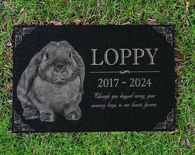 Your Image Pet Memorial Stone: Rabbit Memorial Granite Marker | Bunny Grave Stone | Tribute | Headstone, Outdoor Tombstone Gravestone | Pet Loss Bereavement | Memorial for Garden