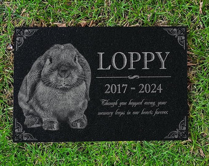 Your Image Pet Memorial Stone: Rabbit Memorial Granite Marker | Bunny Grave Stone | Tribute | Headstone, Outdoor Tombstone Gravestone | Pet Loss Bereavement | Memorial for Garden