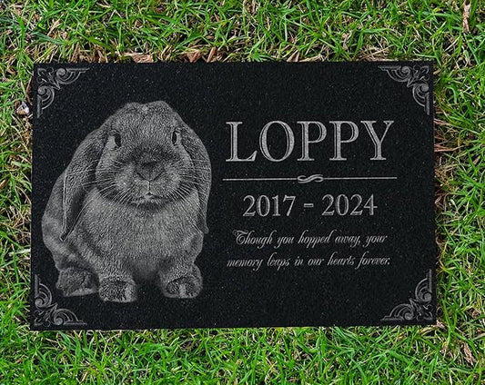 Your Image Pet Memorial Stone: Rabbit Memorial Granite Marker | Bunny Grave Stone | Tribute | Headstone, Outdoor Tombstone Gravestone | Pet Loss Bereavement | Memorial for Garden