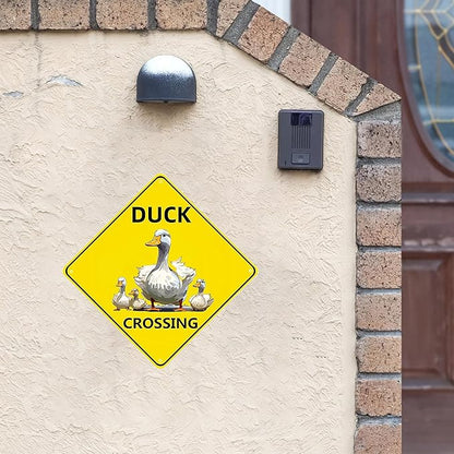 Duck Crossing Signs, Nene Crossing Sign for Duck Pond Decor Bundle 2 Pieces Duck Farmhouse Wall Decor Garage Retro 12X12 Inch