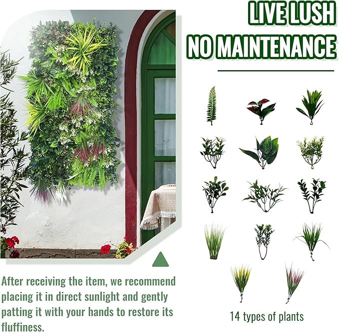 ODTORY Artificial Hedge Grass Wall Panel: 40" x 20" UV-Anti Faux Boxwood Ivy Greenery Backdrop, Fake Green Plant Fence for Indoor & Outdoor Privacy Screen and Home Decor