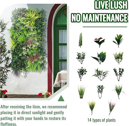 ODTORY Artificial Hedge Grass Wall Panel: 40" x 20" UV-Anti Faux Boxwood Ivy Greenery Backdrop, Fake Green Plant Fence for Indoor & Outdoor Privacy Screen and Home Decor