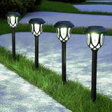 EXCMARK 10 Pack Solar Lights Outdoor Decorative, Solar Pathway Lights Outdoor, Solar Powered Garden Yard Lights for Walkway Sidewalk Driveway. (Black, Cool White)