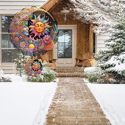 Hanging Wind Spinners Outdoor, 3D Kinetic Metal Wind Spinner with Sun Moon Celestial Boho Design for Garden Yard Decor, Spiritual Gifts for Women Meditation Yoga Lovers