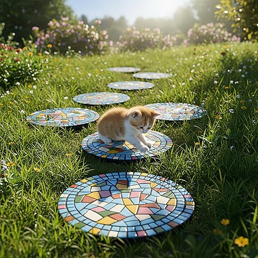 Garden Decoration - Mosaic Stepping Stone - Patio Decoration Stone 12 Inch (Blue)