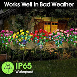 Ouddy Decor 4 Pack Solar Garden Lights, Solar Azalea Flowers with 56 Colorful LED Upgrade Waterproof Pathway Lights for Yard Decor Fence Patio Lawn Decor Mothers Day Gardening Gifts